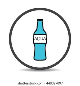 Flat colorful hand drawn bottle. Logotype. Aqua icon