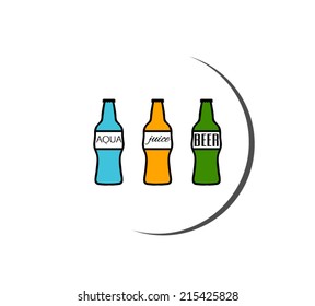 Flat colorful hand drawn bottles