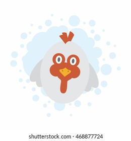 Flat Colorful Hen Icon.
