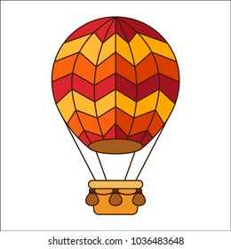 Flat colorful hot air balloon. Vector illustration.