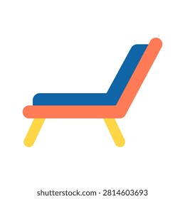 Flat colorful icon of a modern sun lounger representing summer relaxation