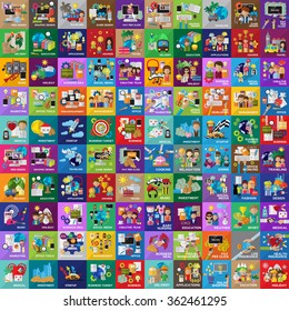 Flat Colorful Icons Set: Vector Illustration, Graphic Design. Collection Of Color Icons. For Web, Websites, Print, Presentation Templates, Mobile Applications And Promotional Materials 