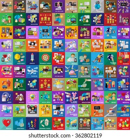 Flat Colorful Icons Set: Vector Illustration, Graphic Design. Collection Of Color Icons. For Web, Websites, Print, Presentation Templates, Mobile Applications And Promotional Materials 