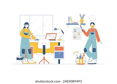 Flat Colorful Illustration Cleaning Services