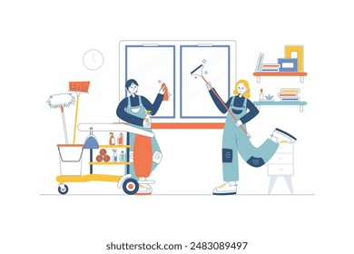 Flat Colorful Illustration Cleaning Services