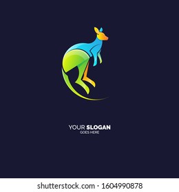 flat and colorful kangaroo logo