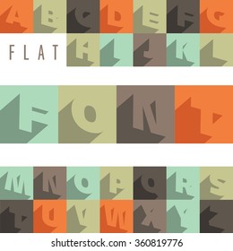 Flat colorful letters of the alphabet with shadow effect, retro colors, vector illustration