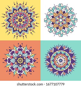 flat colorful mandala set collection 