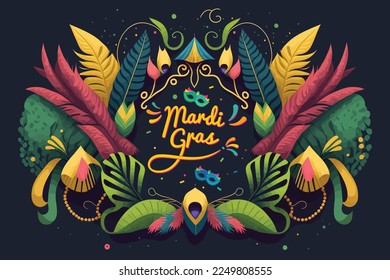 flat colorful Mardi gras carnival background, illustration.