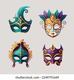 Colourful carnival masks vector illustration