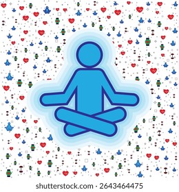 Flat Colorful Meditation Icons Seamless Pattern for Wellness Background