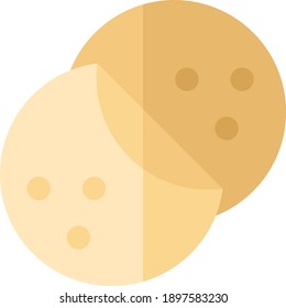 Flat colorful mexican tortilla icon, vector chip symbol, pancake.