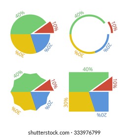 Flat colorful modern Set for infographics creation with percentage
