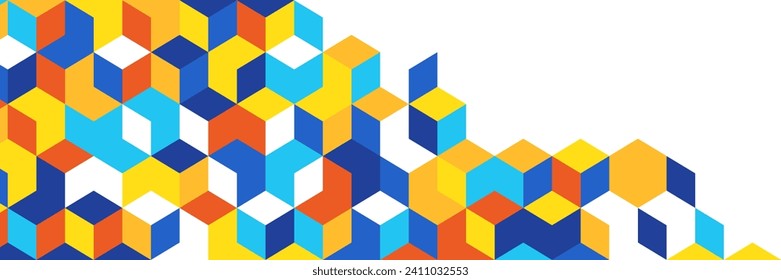 Flat colorful mosaic pattern design banner background