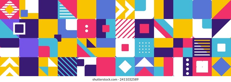 Flat colorful mosaic pattern design banner background