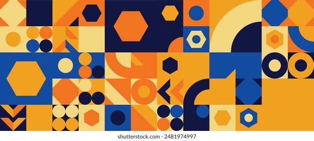 Flat colorful mosaic pattern design banner background