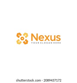 Flat colorful Nexus circuit tech logo design