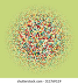Flat colorful ornament with retro halftone dots