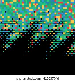 Flat colorful ornament with retro halftone styled squares