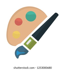 Flat Colorful Palette with Paintbrush Circle Icon with Long Shadow. Back to School and Education Vector illustration. Painting and Drawing Tool Object