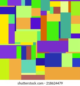 Flat colorful pattern with chaotic tiled rectangles