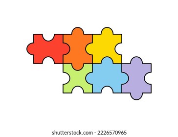 Flat colorful puzzles doodle icon.