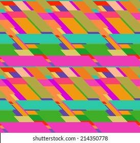 Flat colorful seamless pattern with chaotic skewed rectangles