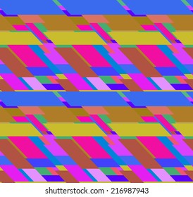 Flat colorful seamless pattern with chaotic skewed rectangles