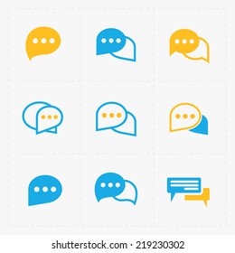 Flat Colorful Speech bubble icons on white background. Vector il
