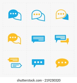 Flat Colorful Speech bubble icons on white background. Vector il