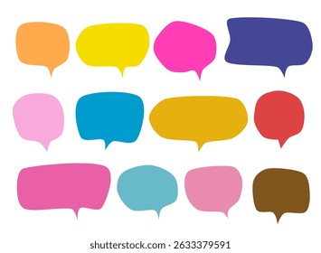 Flat colorful speech bubble vector set. Banners, price tags, stickers, posters, badges. Isolated on white background.