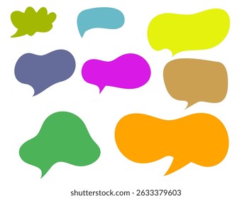 Flat colorful speech bubble vector set. Banners, price tags, stickers, posters, badges. Isolated on white background.