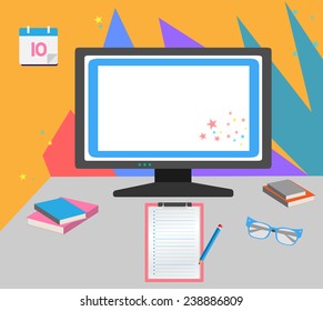 Flat and colorful stationery