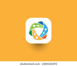 Flat colorful triangle technology logo