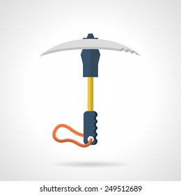 Flat Colorful Vector Icon For Portable Ice Axe Or Pick On White Background. 