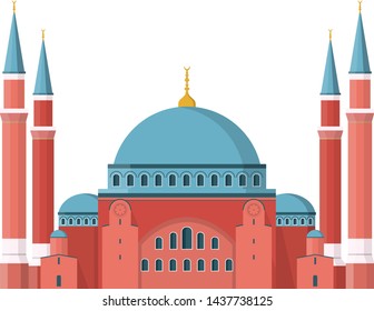 Flat colorful Vector illustration of the Hagia Sophia in Istanbul, Turkey