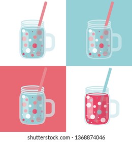 Flat colorful vector illustration summer lemonades