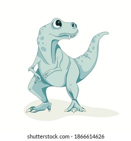 Flat colorful vector illustration of Tyrannosaurus. Jurassic world art.
Little cute dinosaurs isolated on white background. Prehistoric animals