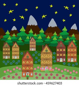 Flat colorful vector sity buildings set.