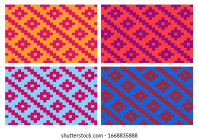 flat colorful vibrant woven background vector set