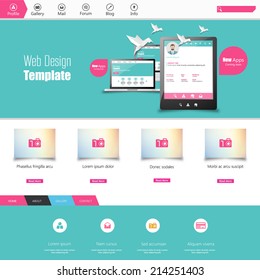 Flat Colorful website template with clean modern design. 