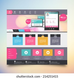 Flat Colorful website template with clean modern design. 