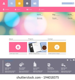 Flat Colorful Website Template Design 