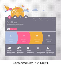 Flat Colorful Website Template Design 