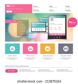 Flat Colorful Website Template Design 