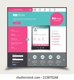 Flat Colorful Website Template Design 