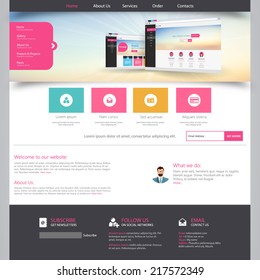 Flat Colorful Website Template Design 