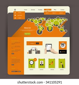 Flat Colorful Website Template Design 