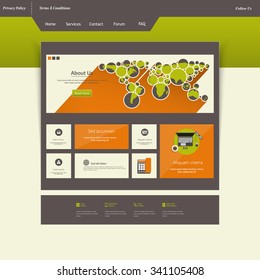 Flat Colorful Website Template Design 
