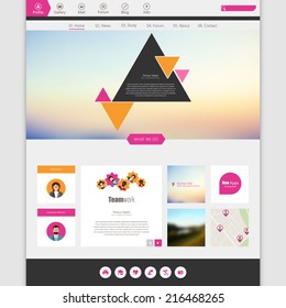 Flat Colorful Website Template Vector Design 